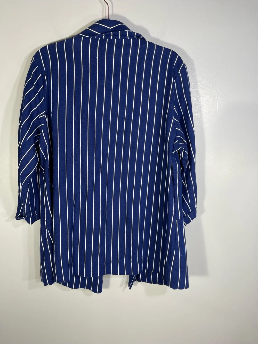 Weekend Women’s Navy Blue White Striped Blazer Jacket Size L